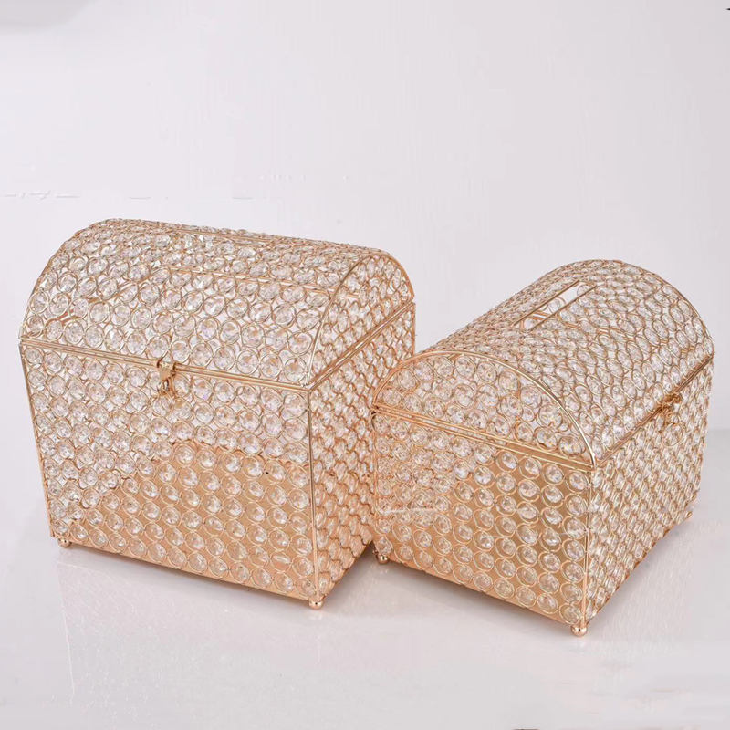 Wedding Card Box Gold Crystal  - Wedding Card Box ulasan dan harga